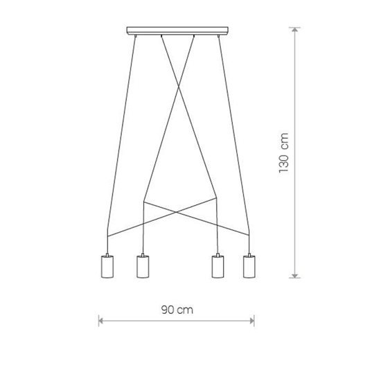 Lampadario moderno 4 luci nere per tavolo da soggiorno