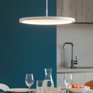 Lampadario per tavolo da pranzo tondo bianco led 3000k dimmerabile