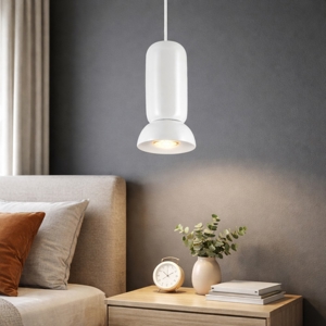 Lampada a sospensione di ceramica bianca lucida moderna per comodini