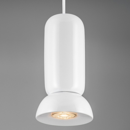 Lampada a sospensione di ceramica bianca lucida moderna per comodini