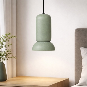 Lampada a sospensione verde satinato di ceramica