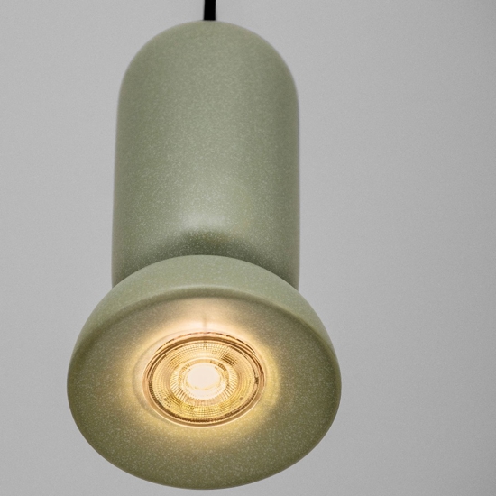Lampada a sospensione verde satinato di ceramica