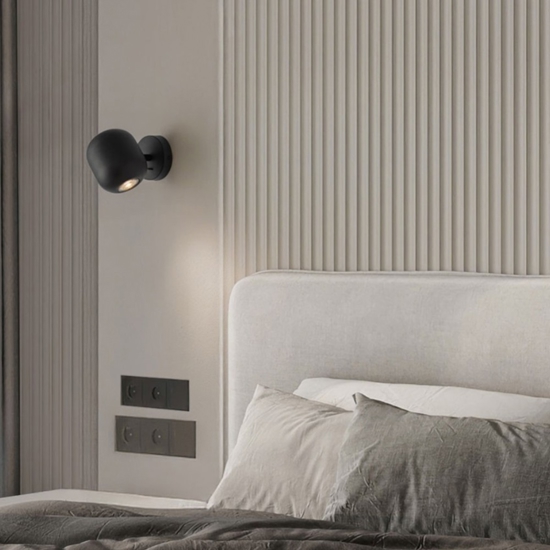 Applique da comodino per camera da letto orientabile nera moderna