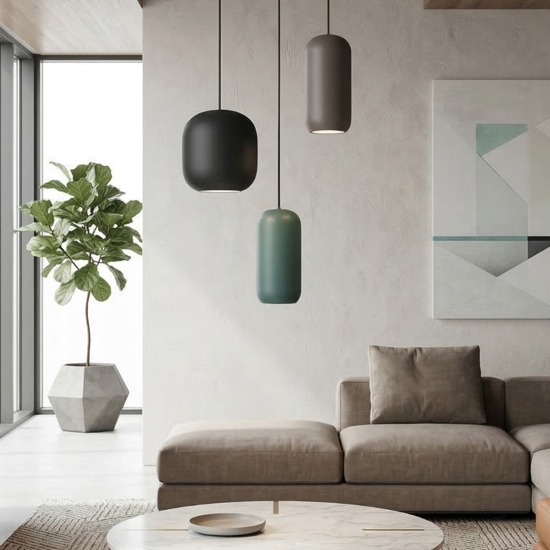 Lampadario a sospensione per soggiorno moderno nero marrone verde