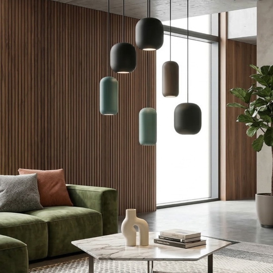 Lampadario con pendenti a sospensione multicolor moderno per soggiorno