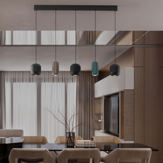 Lampadario con pendenti a sospensione multicolor per sala da pranzo