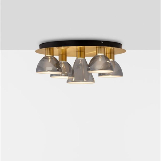 Plafoniera design moderno 5 luci le vedri grigio fumo