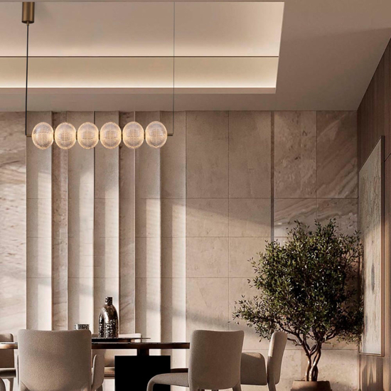 Lampadario orizzontale stile contemporaneo per tavolo soggiorno