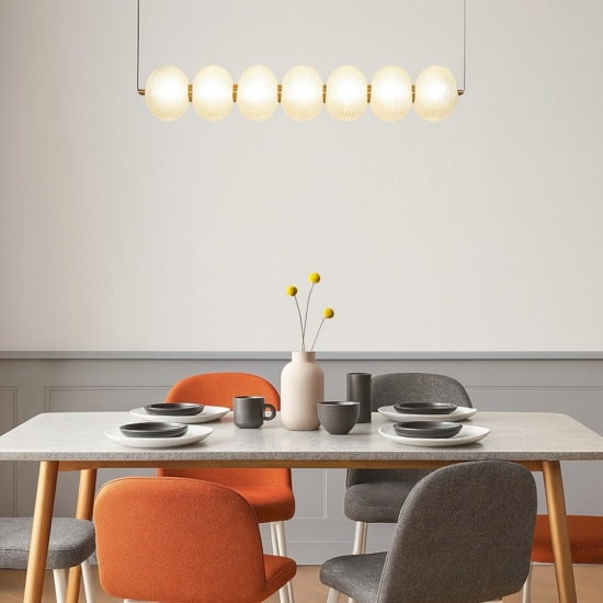 Lampadario orizzontale stile contemporaneo per tavolo soggiorno