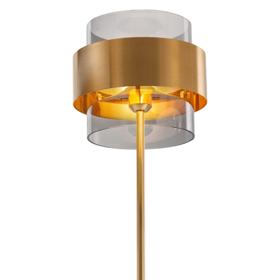 Lampada da terra design moderno paralume cilindrico vetro fume'