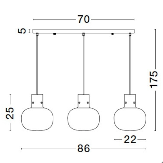 Lampadario 3 luci da soggiorno vetri fume
