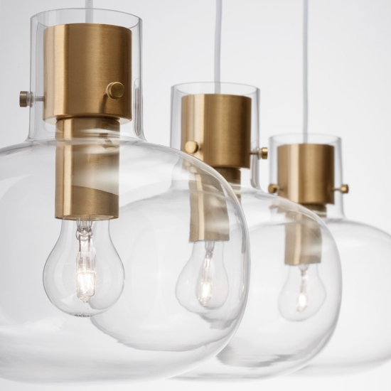 Lampadario oro vetri trasparenti da soggiorno