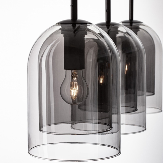 Lampadario per tavolo da cucina 3 vetri fume pendenti