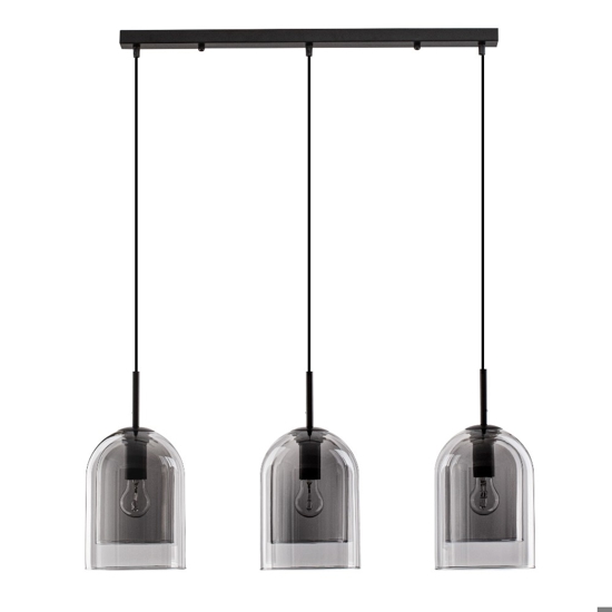 Lampadario per tavolo da cucina 3 vetri fume pendenti