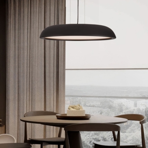 Lampadario disco nero a sospensione led 44w 3000k per sala da pranzo