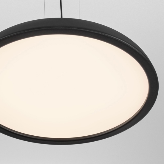 Lampadario disco nero a sospensione led 44w 3000k per sala da pranzo