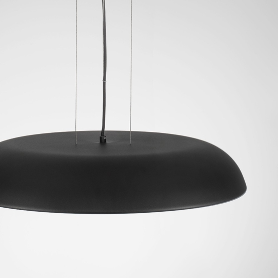 Lampadario disco nero a sospensione led 44w 3000k per sala da pranzo