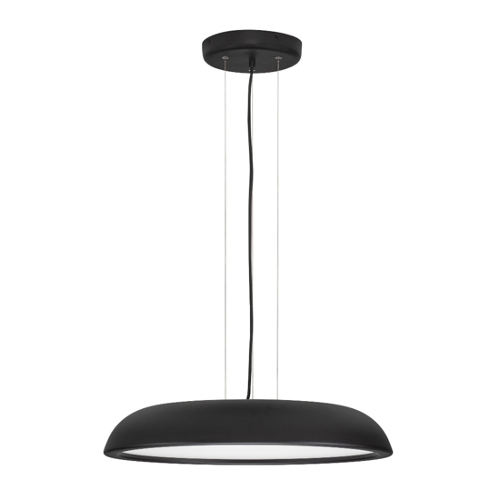 Lampadario disco nero a sospensione led 44w 3000k per sala da pranzo