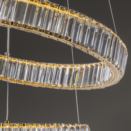 Lampadario di vetro cerchi led per soggiorno contemporaneo