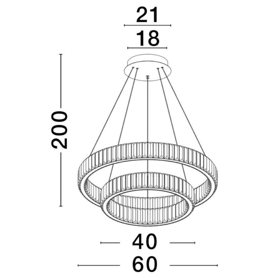 Lampadario di vetro cerchi led per soggiorno contemporaneo