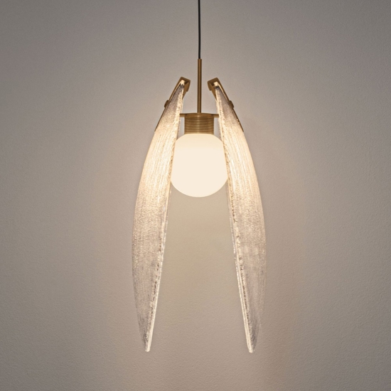 Lampada a sospensione l30cm conchiglia di vetro per camera da letto