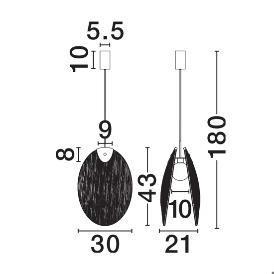 Lampada a sospensione l30cm conchiglia di vetro per camera da letto