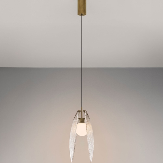 Lampada a sospensione led conchiglia di vetro l22cm per camera da letto