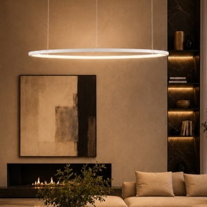 Lampadario cerchio led 80cm bianco dimmerabile