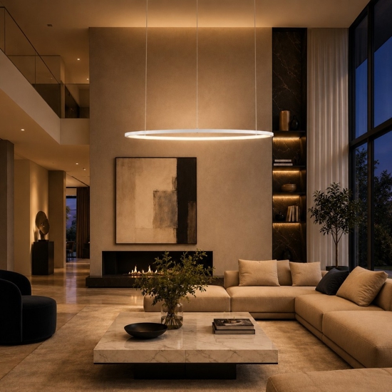 Lampadario cerchio led 80cm bianco dimmerabile