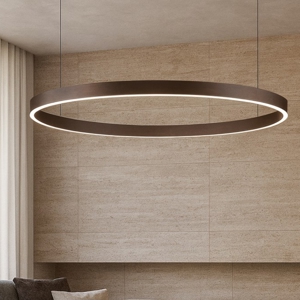 Lampadario moderno cerchio marrone 98cm led 3000k per soggiorno
