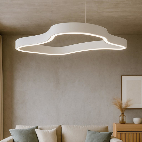 Lampadario design moderno per soggiorno bianco 120cm led 3000k dimmerabile