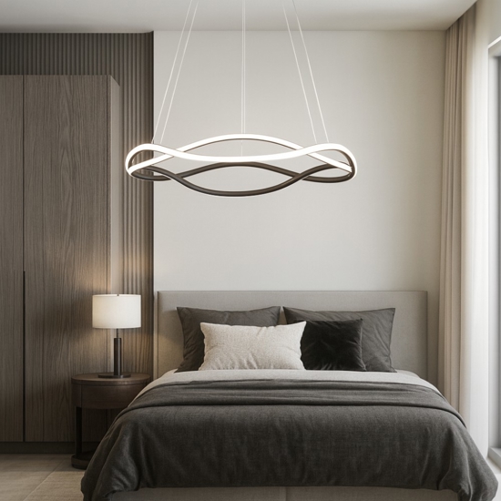 Lampadario nero per camera da letto led 34w 3000k dimmerabile