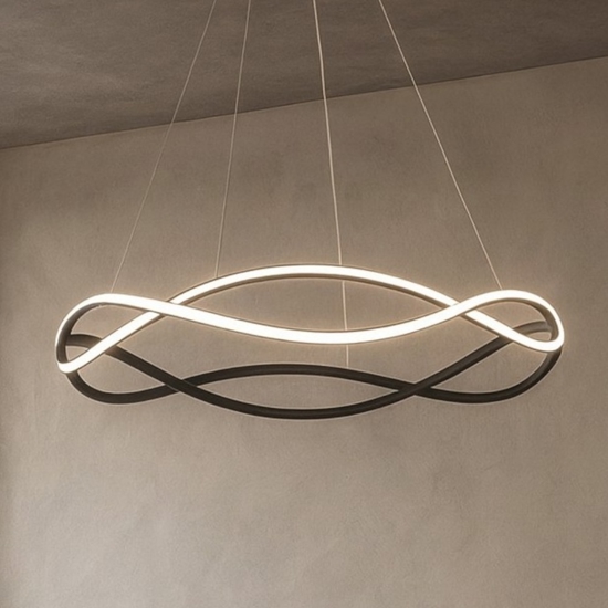 Lampadario design nero led dimmerabile per soggiorno moderno