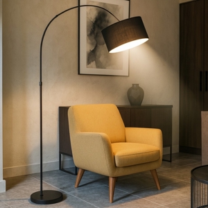 Lampada arco nera paralume orientabile moderna base marmo