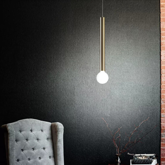 Lampada a sospensione birba linea light cilindro oro e27