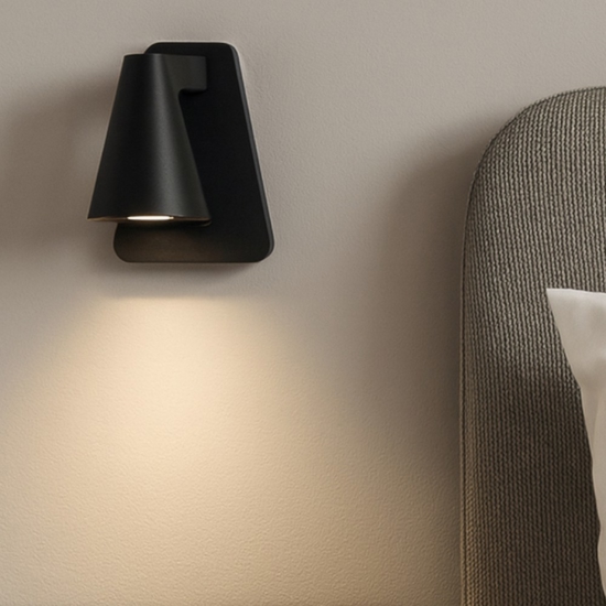 Applique da comodino nero led con interruttore per camera da letto