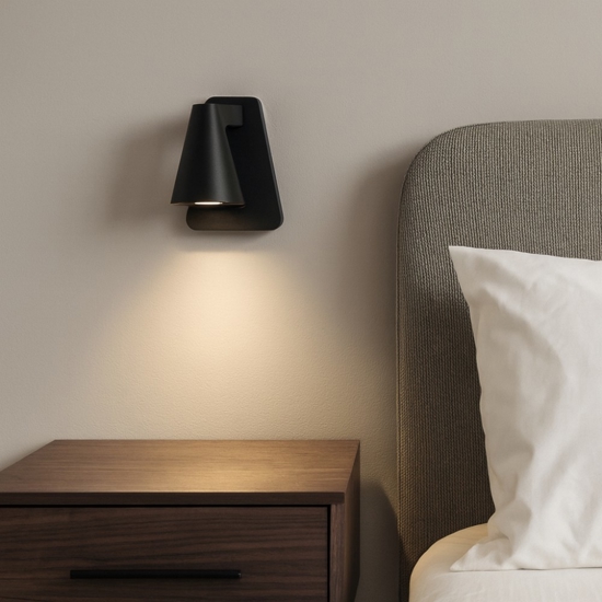 Applique da comodino nero led con interruttore per camera da letto