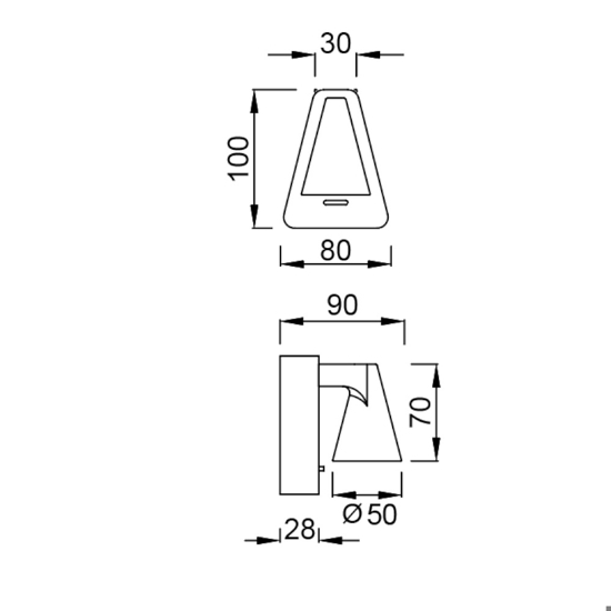 Applique da comodino nero led con interruttore per camera da letto