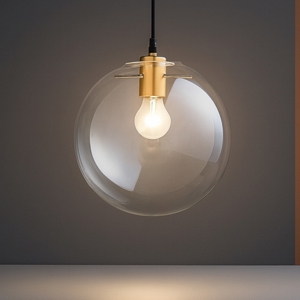 Lampada a sospensione sfera di vetro 25cm boccia trasparente