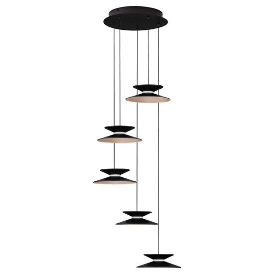 Lampadario design con pendenti nero oro per da pranzo moderna