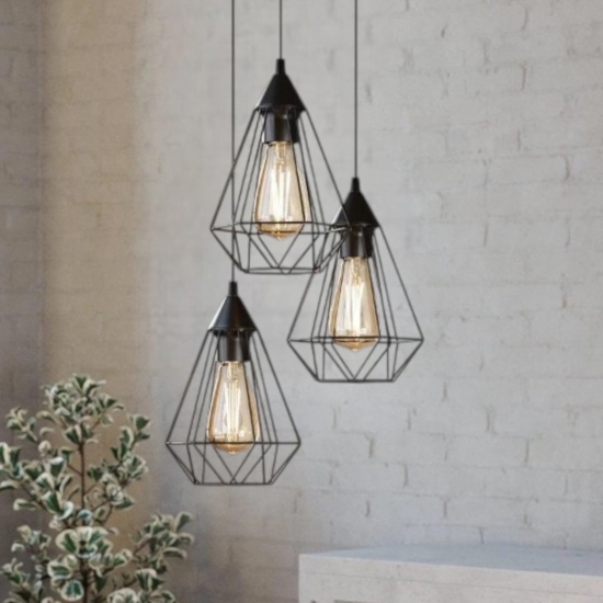 Tarbes eglo lampadario nero 3 luci per soggiorno