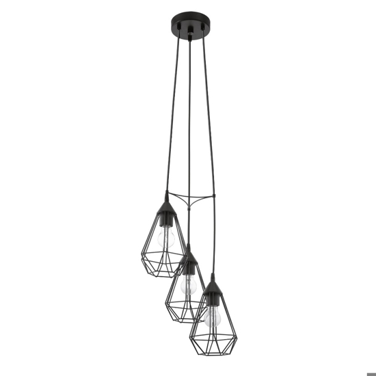 Tarbes eglo lampadario nero 3 luci per soggiorno