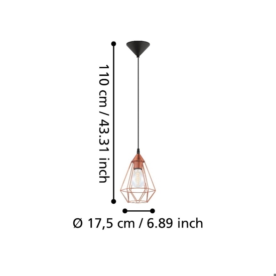 Eglo tarbes lampada a sospensione metallo colore rame