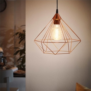 Lampada vintage a sospensione rame tarbes eglo