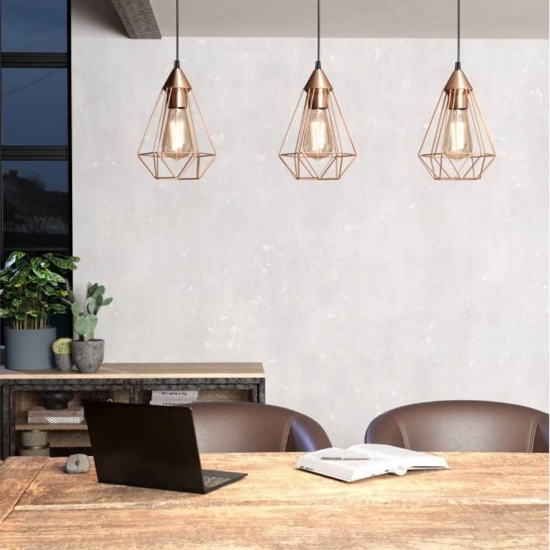 Eglo tarbes lampadario per salotto rame lucido