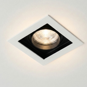 Faretto da incasso a soffitto quadrato in metallo bianco orientabile