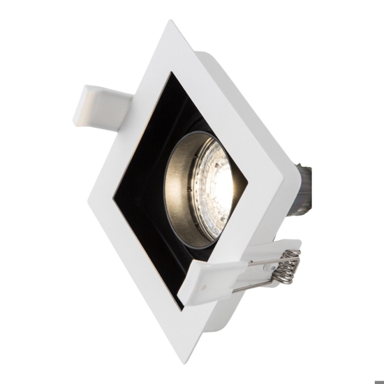 Faretto da incasso a soffitto quadrato in metallo bianco orientabile