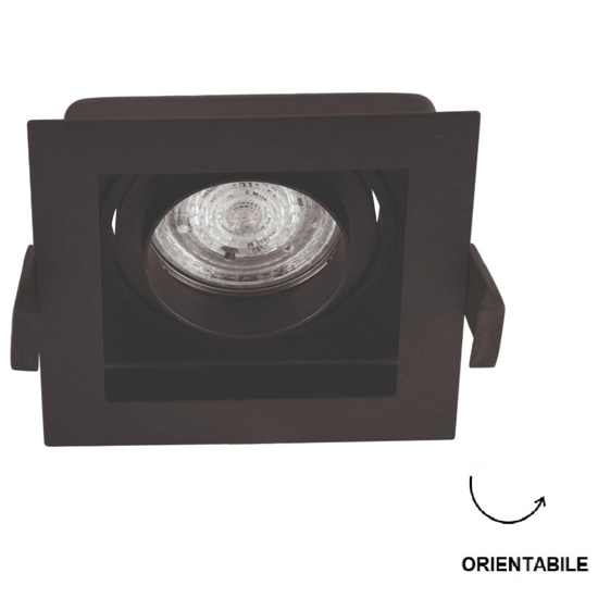 Faretto quadrato nero da incasso a soffitto orientabile