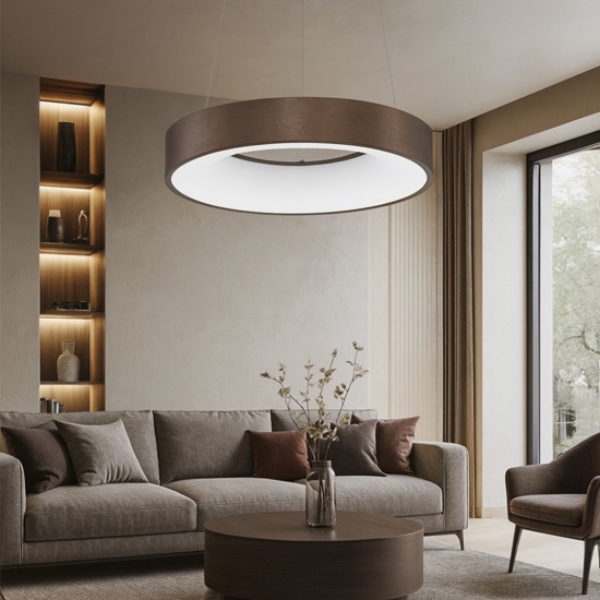 Lampadario anello 38 cm led 30w 3000k marrone dimmerabile moderno