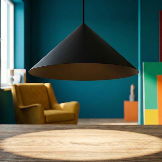Lampadario cono led dimmerabile nero a sospensione
